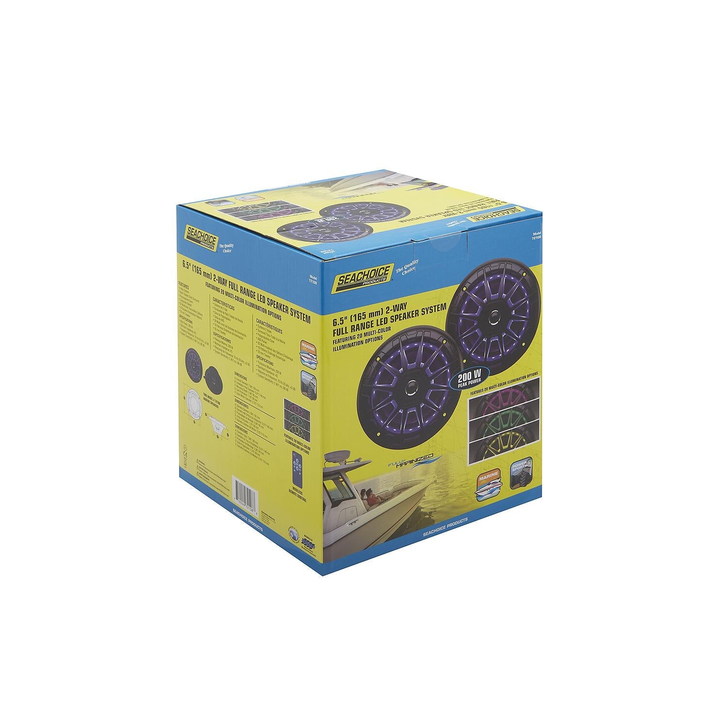 Seachoice MRGB65SC 72108 6-1/2" 2-Way Full Range Speakers with LED Lights