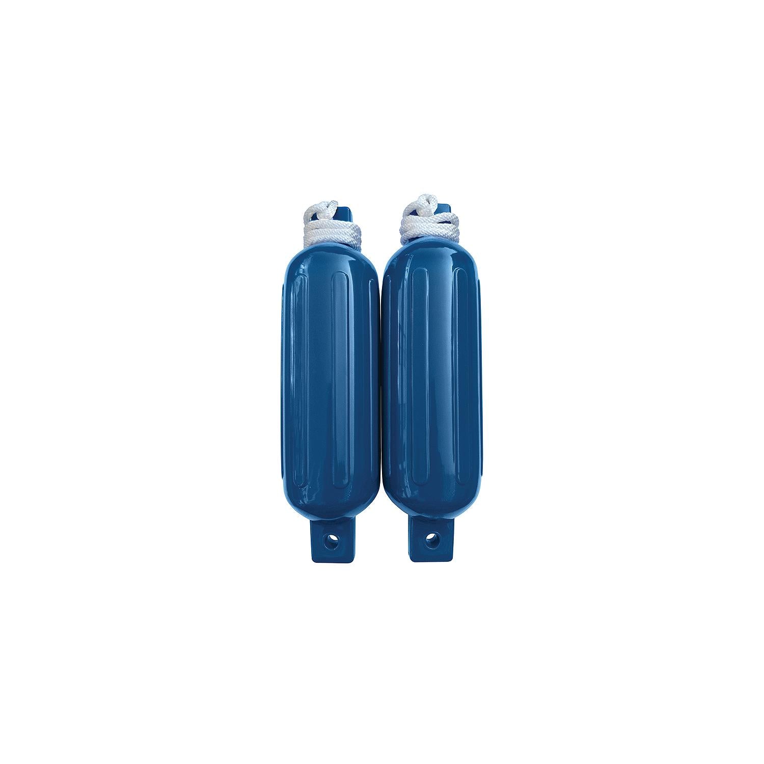 Seachoice DE77202S Blue Twin Eye Ribbed Fender Kit, (2) 5.5" x 20" Fenders and (2) 3/8" x 5' Fender Lines