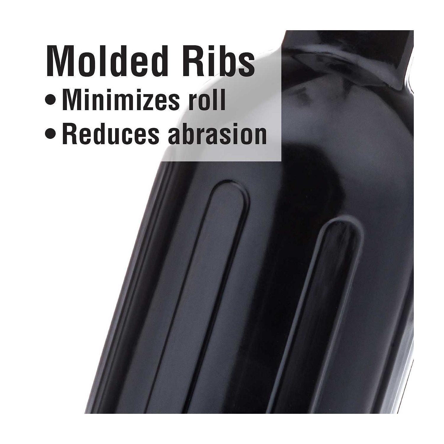 Seachoice DE77236S Black Twin Eye Ribbed Fender Kit, (2) 6.5" x 23" Fenders and (2) 3/8" x 5' Fender Lines