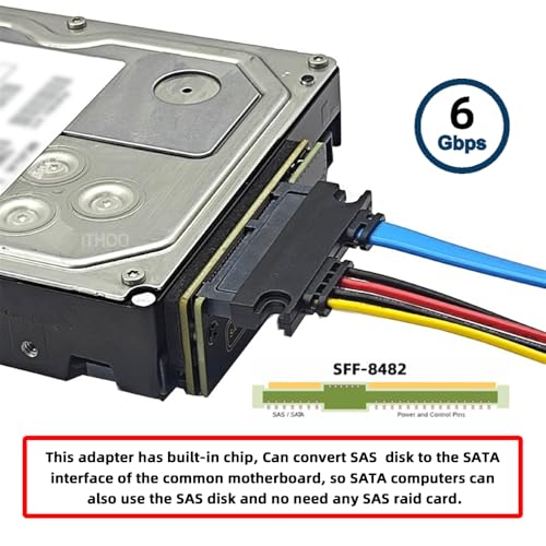 NFHK SFF-8482 SAS 29Pin to 7+15 22Pin SATA Hard Disk Drive Raid Adapter with Chipset and Power Port|B0F66LWYJW