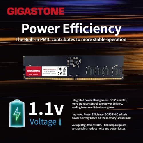 【DDR5 RAM】 GIGASTONE 32GB Kit (2x16GB) DDR5 4800MHz PC5-38400 CL 40-40-40-77 1.1V UDIMM 288 Pin Unbuffered Non ECC PC Desktop Memory Module Upgrade|B0CB38GYPZ