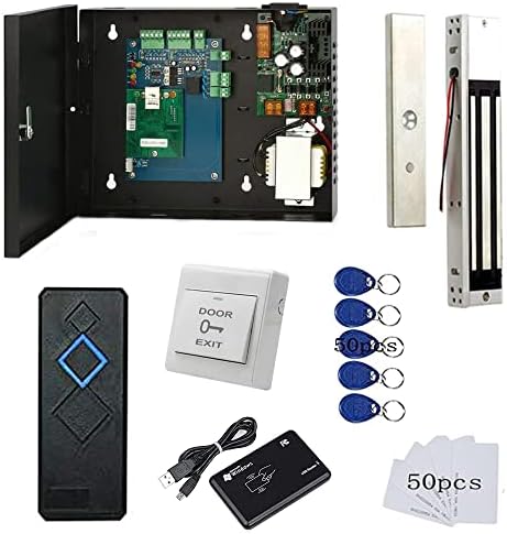 MENGQI-CONTROL TCP/IP 4 Door Entry Access Control Panel Kit Electric Strike Fail Secure NO Mode Lock Enroll RFID USB Reader 110-240V Power Supply Box RFID Reader Phone APP remotely Open Door