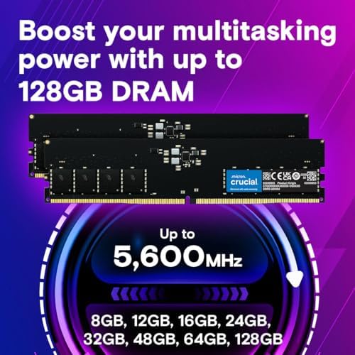 Crucial 32GB DDR5 RAM Kit (2x16GB), 4800MHz (PC5-38400) CL40 Desktop Memory, UDIMM 288-Pin, Compatible with 13th Gen Intel Core and AMD Ryzen 7000 - CT2K16G48C40U5|B09HW9886B