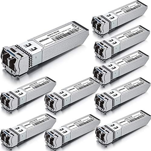 10Gtek 10GBase-SR SFP+ LC Transceiver, 10G 850nm Multimode SFP Module, up to 300 Meters, for Cisco SFP-10G-SR, Meraki MA-SFP-10GB-SR, Ubiquiti UniFi UF-MM-10G, Fortinet, Mikrotik and More, Pack of 10|B00ZCDDOPS