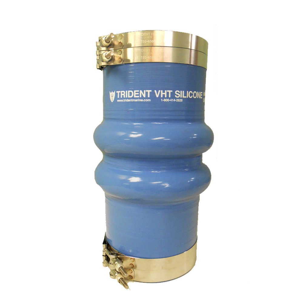 Trident Marine 274V6000-S/S Blue Silicone "VHT" Double Hump Hose w/T-Bolt Clamps, 6"