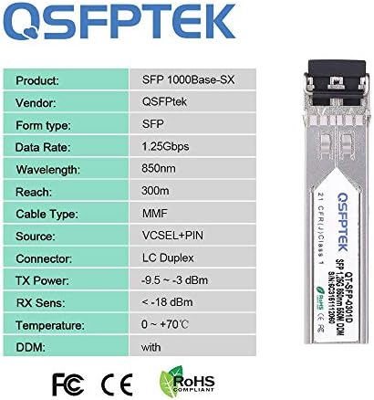 QSFPTEK 4Packs 10GBASE-LR Transceiver, 10G SFP+ Patch Module, 1310nm, 10km, DDM LC, 10Gbe Ethernet Mini-GBIC for Cisco SFP-10G-LR, Ubiquiti UF-SM-10G, Mikrotik, Netgear, Qnap NAS, D-Link|B08P4MFPD5