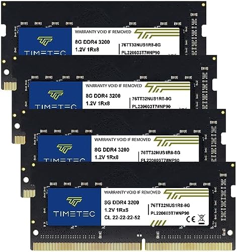 Timetec 16GB DDR4 3200MHz (or 2933MHz or 2666MHz PC4-25600 Non-ECC Unbuffered 1.2V CL22 2Rx8 Dual Rank 260 Pin SODIMM Laptop Notebook PC Computer Memory RAM Module Upgrade