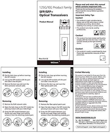 10Gtek 10GBase-LR SFP+ Transceiver, 10G 1310nm SMF SingleMode Fiber Optic Module, 10km, for Cisco SFP-10G-LR, Meraki MA-SFP-10GB-LR, Ubiquiti UniFi UF-SM-10G, Fortinet, Mikrotik, Netgear, Pack of 2|B08BP4M8LV