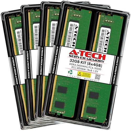 A-Tech 64GB Kit (2x32GB DDR4 3200MHz PC4-25600 ECC RDIMM 2Rx4 Dual Rank 1.2V ECC Registered DIMM 288-Pin Server & Workstation RAM Memory Upgrade Modules (A-Tech Enterprise Series
