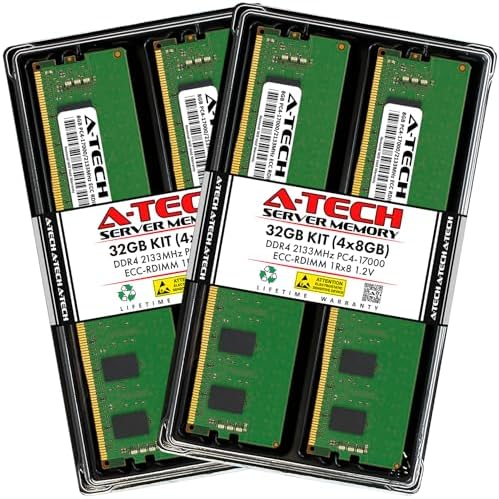 A-Tech 64GB Kit (2x32GB DDR4 2666MHz PC4-21300 ECC RDIMM 2Rx4 Dual Rank 1.2V ECC Registered DIMM 288-Pin Server & Workstation RAM Memory Upgrade Modules (A-Tech Enterprise Series