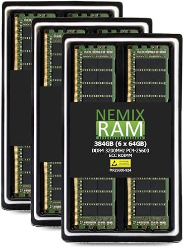 NEMIX RAM 256GB (4X64GB DDR4 3200MHZ PC4-25600 2Rx4 1.2V CL22 288-PIN ECC RDIMM Registered Server Memory KIT Compatible with Dell PowerEdge R750XS Rack Server