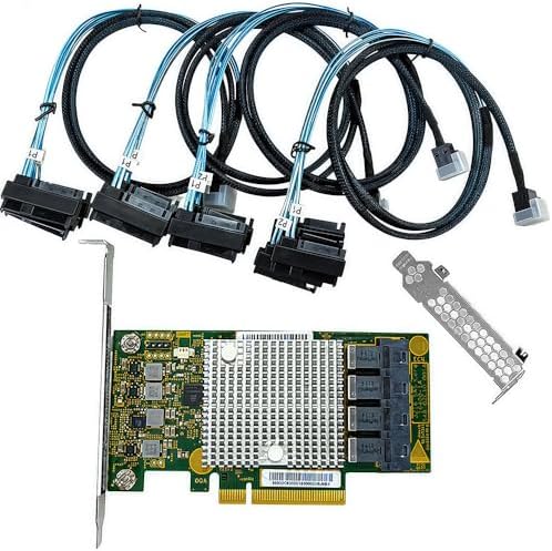 SAS HBA Card Compatible with LSI 9305-16i IT Mode PCIe SATA Expansion Card, 16-Port 12Gbs PCIe 3.0, SAS Expander Support, SATA HBA Controller with 4x SFF-8643 to 8482 Cables for ZFS TrueNAS unRAID NAS