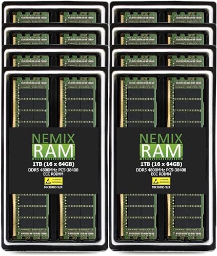 NEMIX RAM 64GB (1X64GB) DDR5 4800MHZ PC5-38400 2Rx4 1.1V CL40 288-PIN ECC RDIMM Registered Server Memory Compatible with Dell PowerEdge R760xs Rack Server|B0C87FKC38