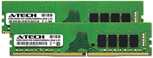 A-Tech 64GB (2x32GB DDR4 3200 MHz UDIMM PC4-25600 (PC4-3200AA CL22 DIMM 2Rx8 Non-ECC Desktop RAM Memory Modules