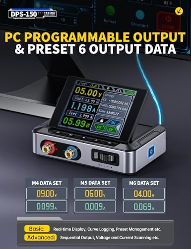 FNIRSI DPS-150 DC Power Supply Variable, 0-30V 0-5A Adjustable DC CNC Power Supply with 4-Digit IPS Display, <20mV Power Ripple, PD/QC/DC Input, PC Programmable Regulated Switching Power Supply|B0DFPK3S19