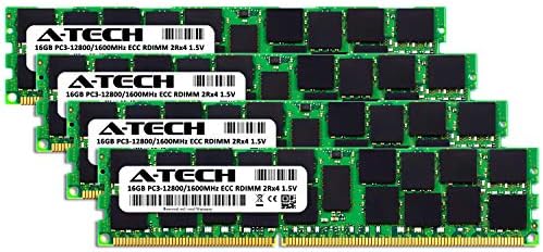 A-Tech 64GB (4x16GB RAM for Dell PowerEdge R320, R420, R420XR, R520, R620, R720, R720XD, R820, R920 | DDR3 1600MHz ECC-RDIMM PC3-12800 2Rx4 1.5V ECC Registered DIMM Server Memory Upgrade Kit