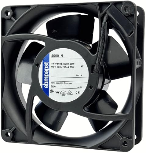 for ebmpapst 4600N Axial Fan，115V 12038 Industrial Cooling Fan All-Metal Heat-Resistant Cooling Fan 4600N, 2-Pin 20W|B0DSPYNCPH
