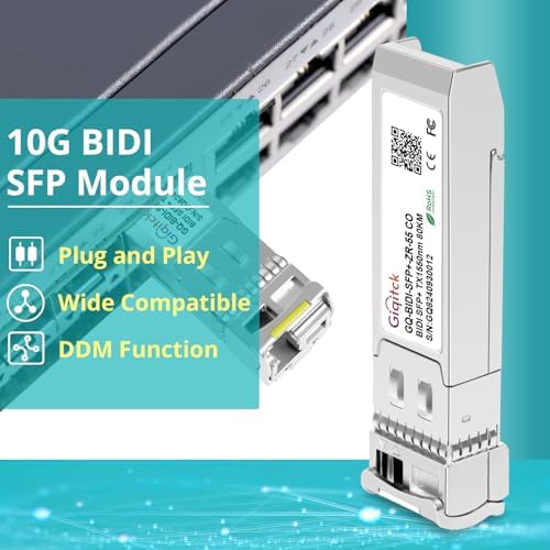 1 Pair 10GBASE-BX10-UD BiDi SFP+ Module, TX 1270nm/1330nm, RX 1330nm/1270nm, 10km DOM Simplex LC/UPC SMF Optical Transceiver Networking Mini Gbic for Dell GP-SFP-10GBX-U-10/ GP-SFP-10GBX-D-10|B0DQ7M94PL