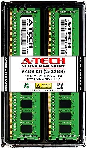A-Tech 32GB Kit (2x16GB DDR4 3200MHz PC4-25600 ECC RDIMM 2Rx8 Dual Rank 1.2V ECC Registered DIMM 288-Pin Server & Workstation RAM Memory Upgrade Modules (A-Tech Enterprise Series