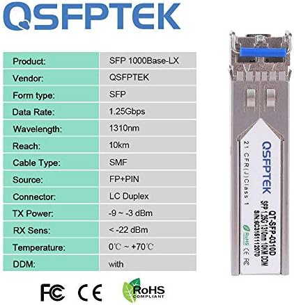 QSFPTEK 4Packs 10GBASE-LR Transceiver, 10G SFP+ Patch Module, 1310nm, 10km, DDM LC, 10Gbe Ethernet Mini-GBIC for Cisco SFP-10G-LR, Ubiquiti UF-SM-10G, Mikrotik, Netgear, Qnap NAS, D-Link|B08P4MFPD5