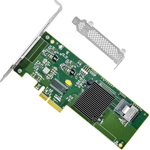 SAS HBA Card Compatible with LSI 9211-4I IT Mode PCIe SATA Expansion Card, SAS Expander Support, 4-Port 6Gb/s, PCIe 2.0, with SFF-8087 to 4X SATA Cables for NAS ZFS TrueNAS unRAID|B0FYWZMVL1
