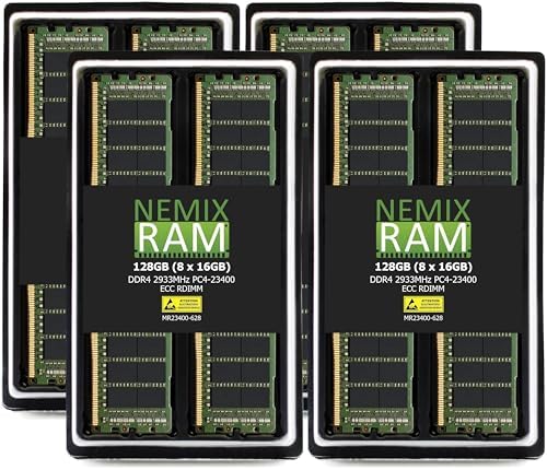 NEMIX RAM 32GB (2X16GB DDR4 2933MHZ PC4-23400 2Rx8 1.2V CL21 288-PIN ECC RDIMM KIT Registered Server Memory Compatible with Dell PowerEdge R840 Rack Server