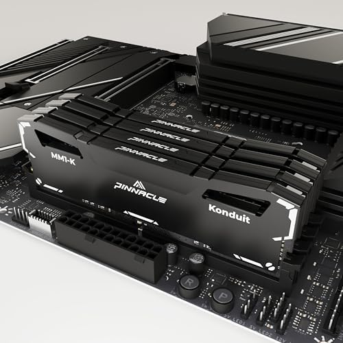 Timetec Pinnacle Konduit 32GB KIT(2x16GB) DDR4 3200MHz PC4-25600 CL16-18-18-38 XMP2.0 Overclocking 1.35V Dual Rank Compatible for AMD and Intel Desktop Gaming PC Memory Module - Black|B09T2G15VF