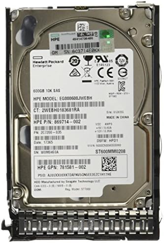 HP 781516-b21 HPE 600GB SAS 12G Enterprise 10K SFF (2.5IN) SC 3YR WTY HDD 781577-001 New|B07HZ4N3JX