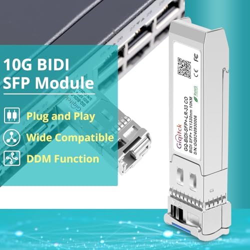 1 Pair 10GBASE-BX10-UD BiDi SFP+ Module, TX 1270nm/1330nm, RX 1330nm/1270nm, 10km DOM Simplex LC/UPC SMF Optical Transceiver Networking Mini Gbic for Dell GP-SFP-10GBX-U-10/ GP-SFP-10GBX-D-10|B0DQ7M94PL
