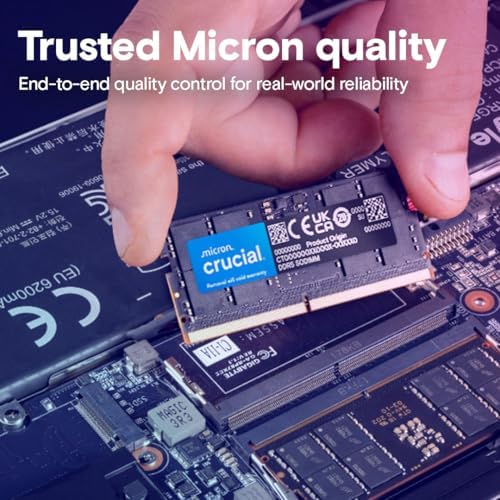 Crucial 32GB DDR5 RAM Kit (2x16GB), 5600MHz (or 5200MHz or 4800MHz) Laptop Memory 262-Pin SODIMM, Compatible with Intel Core and AMD Ryzen 7000, Black - CT2K16G56C46S5|B0BLTDRRLF