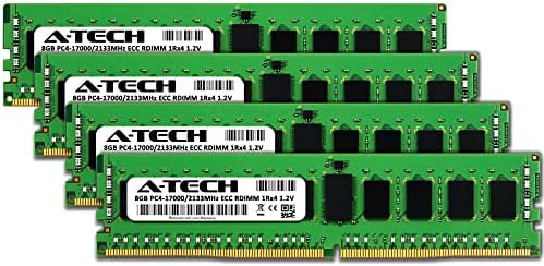 A-Tech 32GB Kit (4x8GB RAM for Dell PowerEdge FC430, FC640, M630, R430, R440, R540, R630, R740, R830, R840, T430 | DDR4 2133MHz PC4-17000 ECC RDIMM 1Rx4 Registered Server Memory Upgrade
