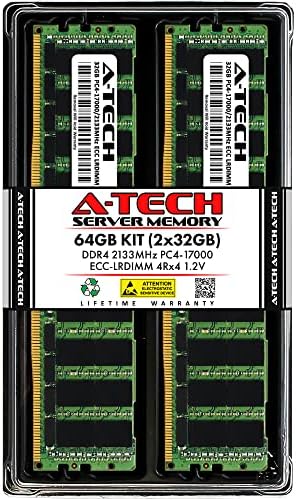 A-Tech 64GB Kit (2x32GB RAM for Dell PowerEdge C6320, C6420, FC430, FC630, R440, R530, R540, R630XL, R730xd, R740xd, R830 | DDR4 2133MHz PC4-17000 ECC LRDIMM 4Rx4 Load Reduced Server Memory Upgrade