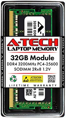 A-Tech 32GB (2x16GB) DDR4 3200 MHz SODIMM PC4-25600 (PC4-3200AA) CL22 Non-ECC Laptop RAM Memory Modules|B08KTRP13V