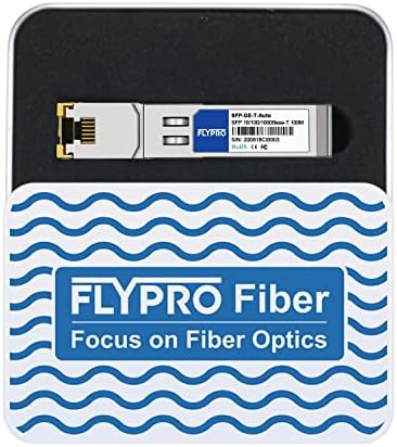 FLYPROFiber- 10/100/1000Base-T Copper SFP, Auto-Negotiation SFP to RJ45 Mini-GBIC Transceiver for Cisco GLC-T/SFP-GE-T/GLC-TA, Mikrotik S-RJ01, Netgear, Ubiquiti, Supermicro, Linksys, Up to 100M|B08MPVXBFQ