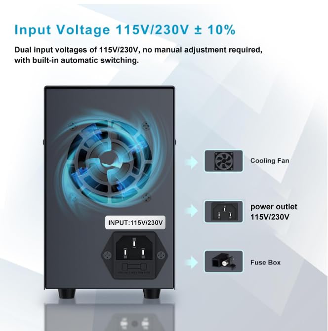 DC Power Supply Variable 0-30V 0-10A, Adjustable Switching Regulated Bench Power Supplies with Encoder Coarse & Fine Knob, 3.6A USB & Type-C Quick-Charge, OCP Overcurrent Protection
