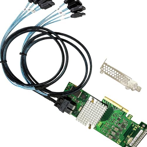 SAS HBA Card Compatible with LSI 9300-8i IT Mode & D3307 PCIe SATA Expansion Card, 8-Port 12Gbps PCIe 3.0, SAS Expander Support, HBA Controller with 2X SFF-8643 to 4X SATA Cables for TrueNAS unRAID|B0FYX6V57P