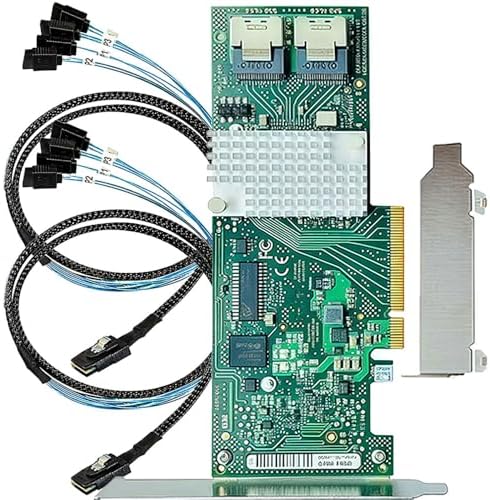SAS HBA Card Compatible with LSI 9201-8i & 9211-8i IT Mode PCIe SATA Expansion Card, 8-Port 6Gbps PCIe 2.0, SAS Expander Support, HBA Controller with 2X SFF-8087 to 4X SATA Cables for ZFS TrueNAS