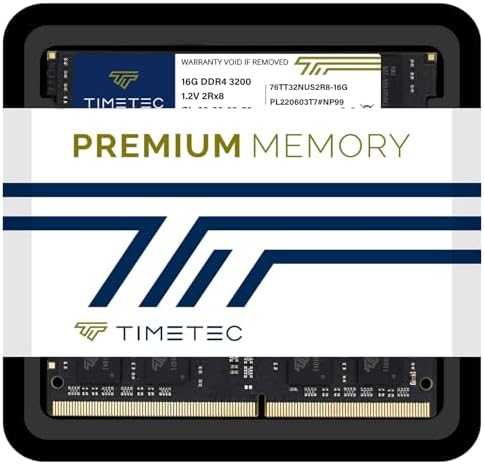 Timetec 16GB DDR4 3200MHz (or 2933MHz or 2666MHz PC4-25600 Non-ECC Unbuffered 1.2V CL22 2Rx8 Dual Rank 260 Pin SODIMM Laptop Notebook PC Computer Memory RAM Module Upgrade