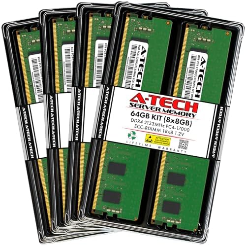 A-Tech 64GB Kit (2x32GB DDR4 3200MHz PC4-25600 ECC RDIMM 2Rx4 Dual Rank 1.2V ECC Registered DIMM 288-Pin Server & Workstation RAM Memory Upgrade Modules (A-Tech Enterprise Series