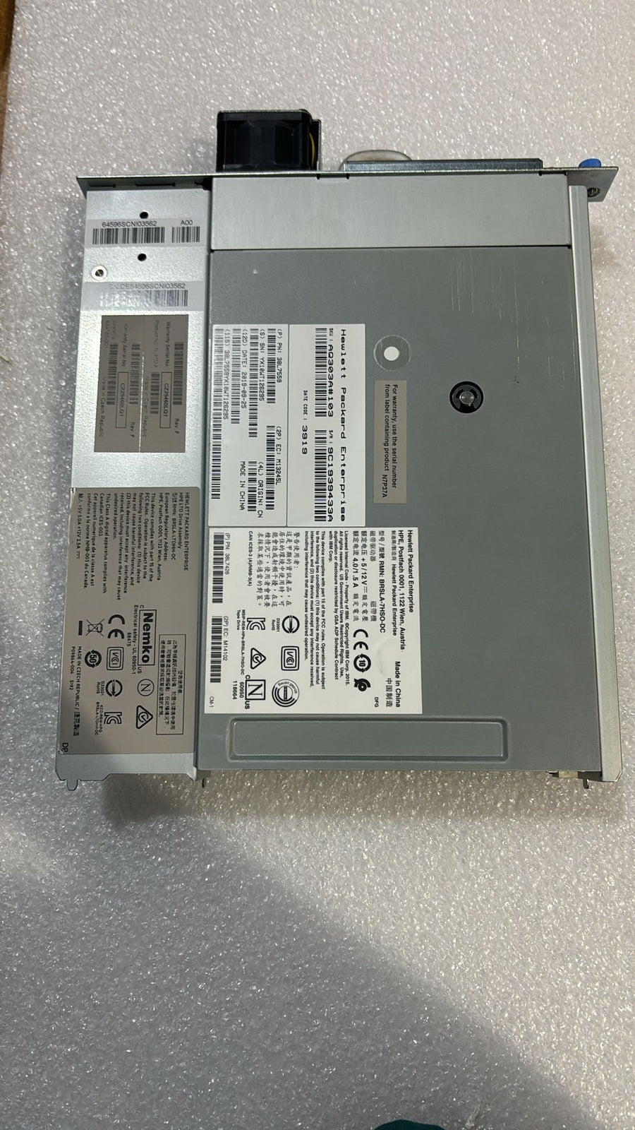 HPE N7P37A LTO-7 SAS Tape Drive - Label View | Alo Tech Solutions