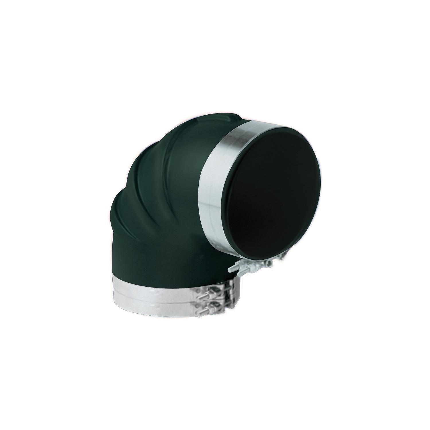 Trident Marine 290V4000-S/S Trident Blue Silicone "VHT" 90 Degree Elbow w/T-Bolt, Clamps, 4"