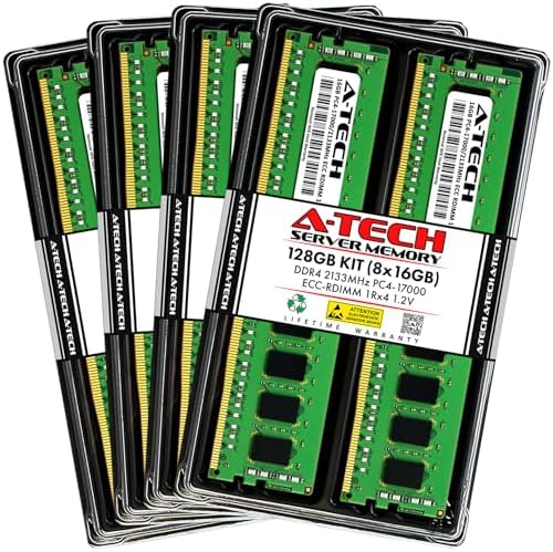 A-Tech 8GB Kit (2x4GB) DDR4 2133MHz PC4-17000 ECC RDIMM 1Rx8 Single Rank 1.2V ECC Registered DIMM 288-Pin Server & Workstation RAM Memory Upgrade Modules (A-Tech Enterprise Series)|B0DYKYPT2W