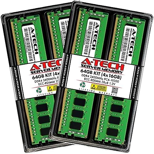 A-Tech 64GB Kit (2x32GB DDR4 2400MHz PC4-19200 ECC RDIMM 2Rx4 Dual Rank 1.2V ECC Registered DIMM 288-Pin Server & Workstation RAM Memory Upgrade Modules (A-Tech Enterprise Series