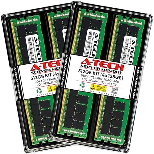 A-Tech 64GB Kit (2x32GB DDR4 2400MHz PC4-19200 ECC RDIMM 2Rx4 Dual Rank 1.2V ECC Registered DIMM 288-Pin Server & Workstation RAM Memory Upgrade Modules (A-Tech Enterprise Series