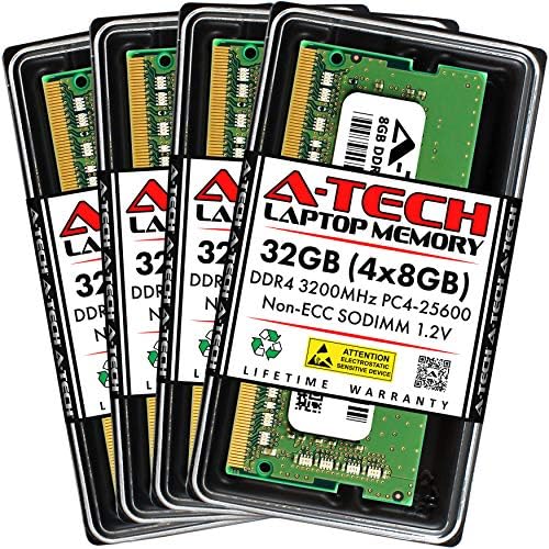 A-Tech 32GB (2x16GB) DDR4 3200 MHz SODIMM PC4-25600 (PC4-3200AA) CL22 Non-ECC Laptop RAM Memory Modules|B08KTRP13V