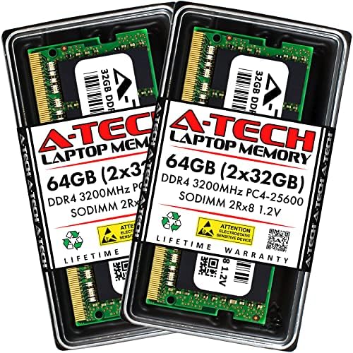 A-Tech 32GB (2x16GB) DDR4 3200 MHz SODIMM PC4-25600 (PC4-3200AA) CL22 Non-ECC Laptop RAM Memory Modules|B08KTRP13V