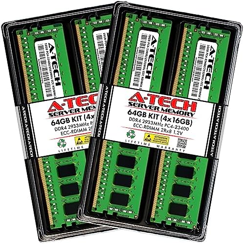 A-Tech 64GB Kit (2x32GB DDR4 2133MHz PC4-17000 ECC RDIMM 2Rx4 Dual Rank 1.2V ECC Registered DIMM 288-Pin Server & Workstation RAM Memory Upgrade Modules (A-Tech Enterprise Series