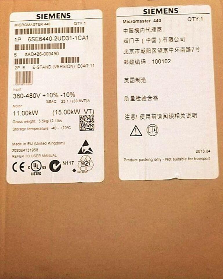 Fit for Siemens 6SE6440-2UD31-1CA1 MicroMaster 440 Constant Torque Power 3AC, Sealed|B0DQLQGSC1