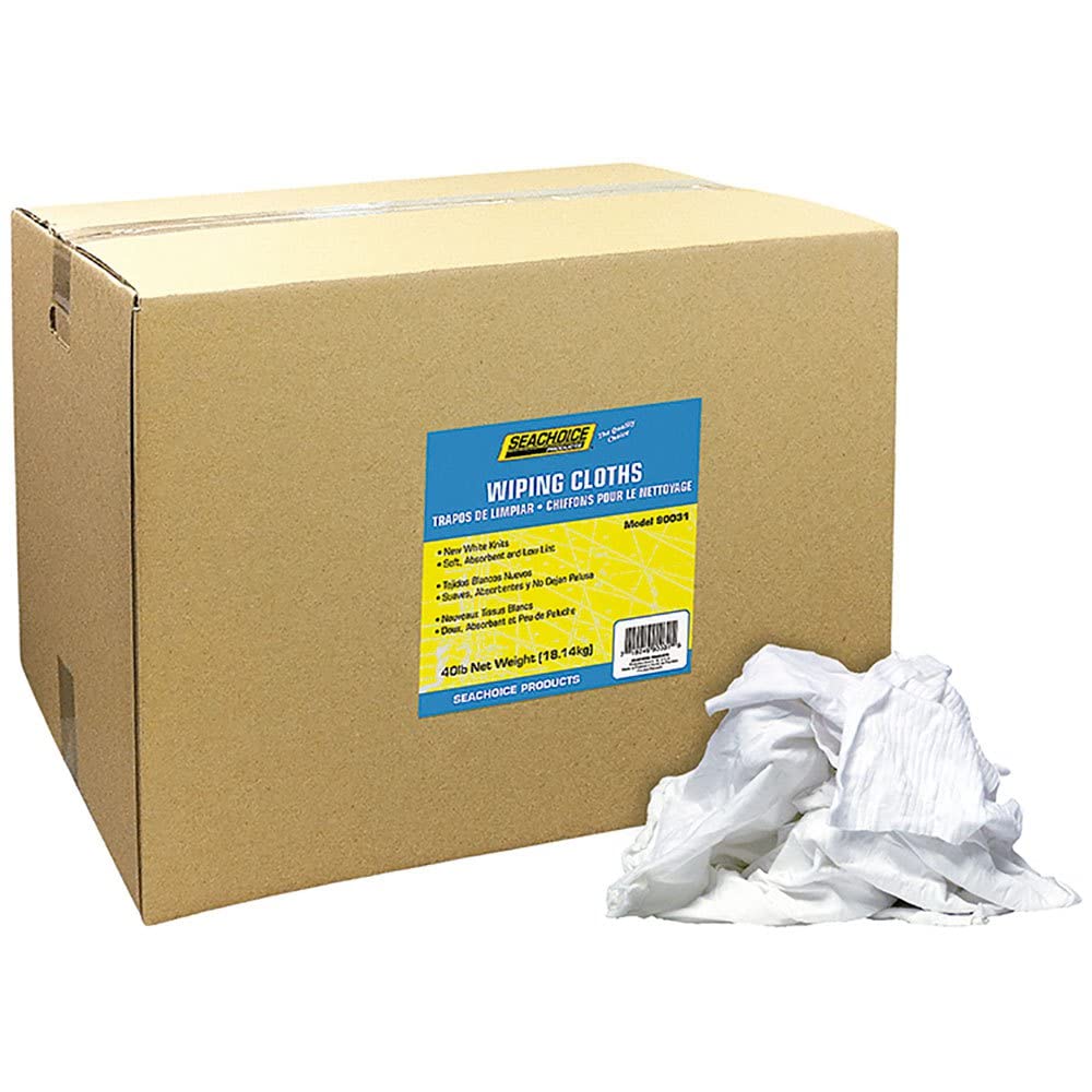 Seachoice 6403-50-SC 90031 New White Knits Wiping Cloths, 40-lb. Box
