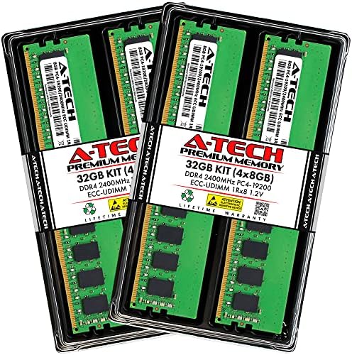 A-Tech Server 32GB Kit (2x16GB DDR4 3200MHz PC4-25600 ECC UDIMM 2Rx8 Dual Rank 1.2V ECC Unbuffered DIMM 288-Pin Server & Workstation RAM Memory Upgrade Modules (A-Tech Enterprise Series